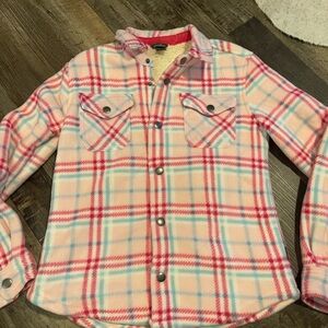 Plaid Fleece Kids Shirt - Pink and Blue Eddie Bauer